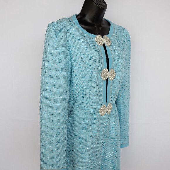 Saloni Blue Tweed Romper - Picture 4 of 4
